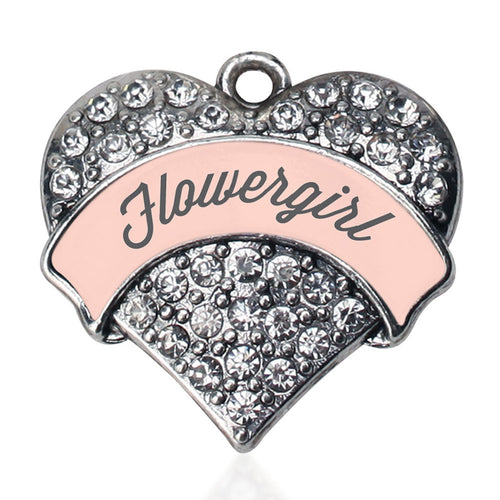 Nude Flower Girl  Pave Heart Charm