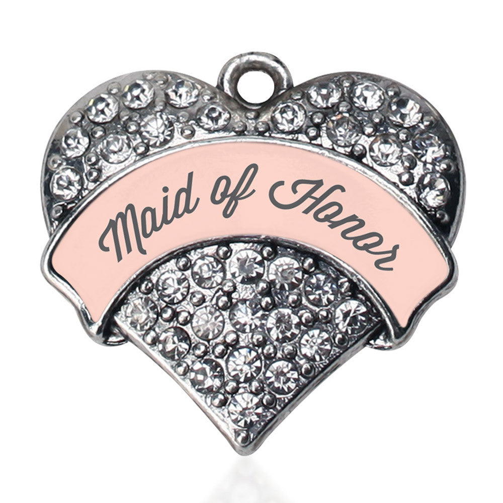 Nude Maid of Honor  Pave Heart Charm
