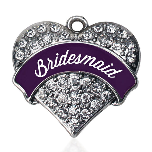 Plum Bridesmaids Pave Heart Charm