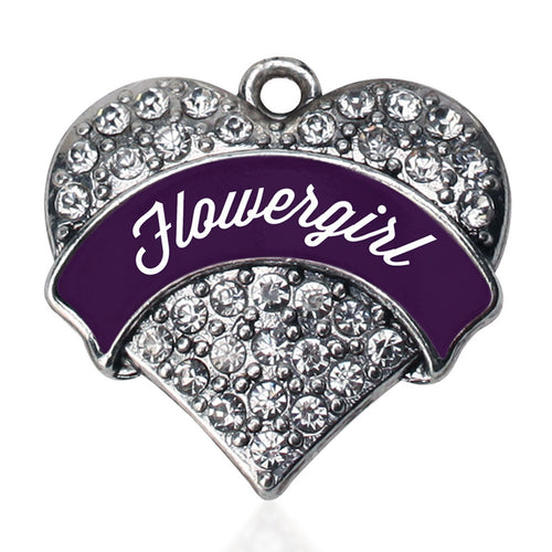 Plum Flower Girl  Pave Heart Charm