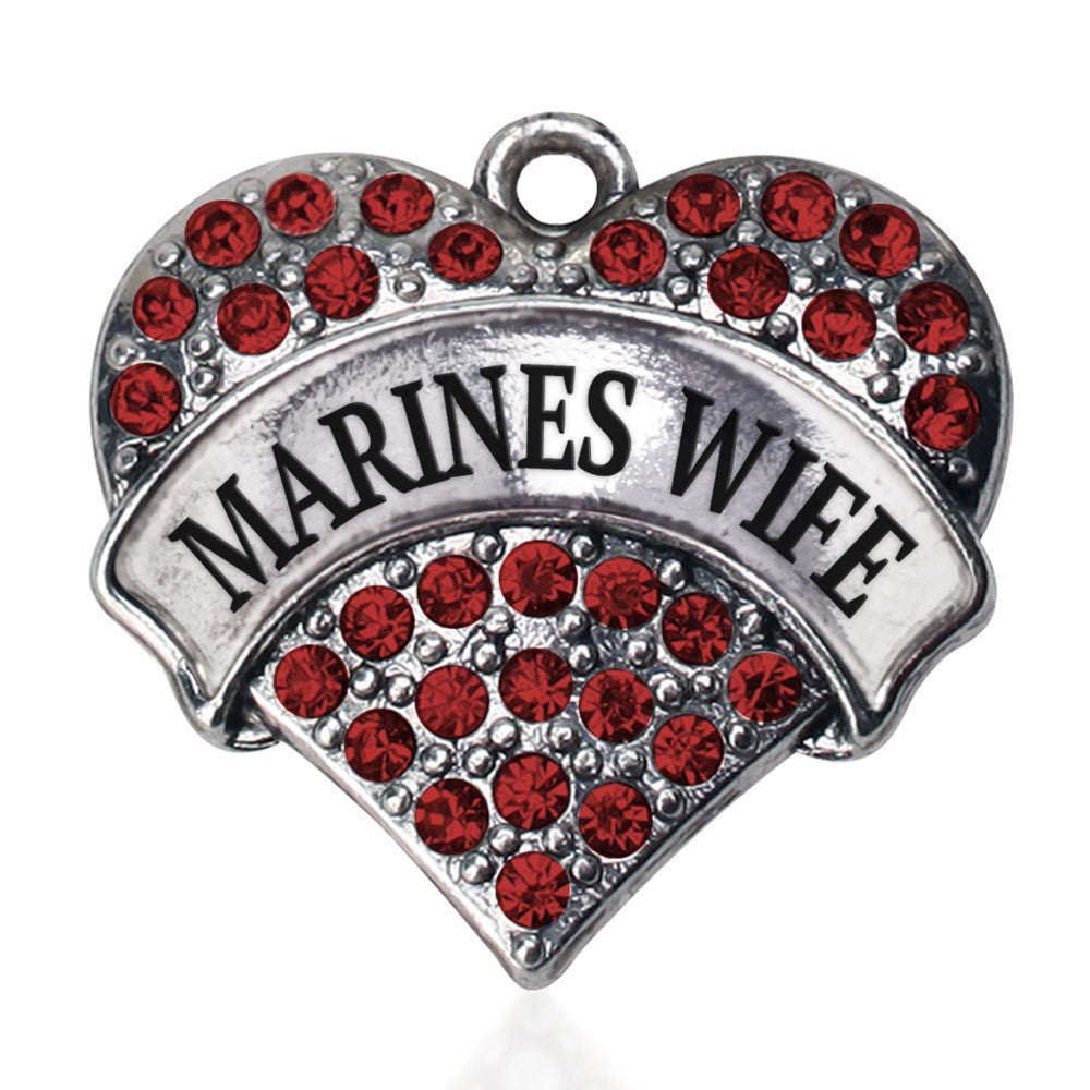 Marines Wife Pave Heart Charm