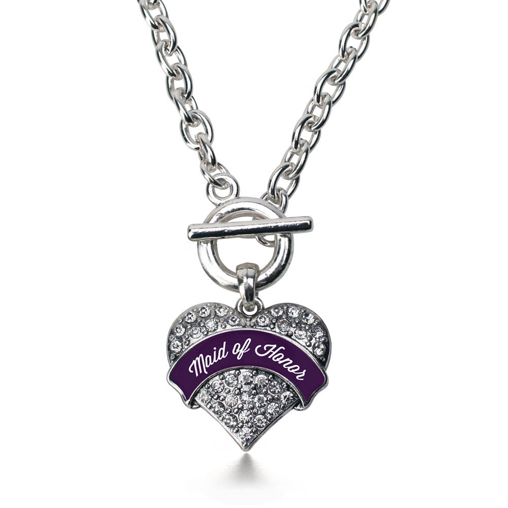 Plum Maid of Honor Pave Heart Charm