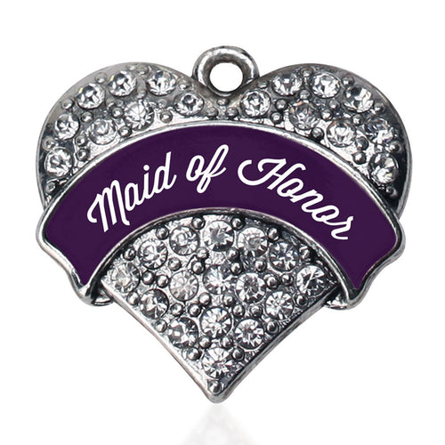 Plum Maid of Honor Pave Heart Charm