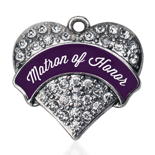 Plum Matron of Honor Pave Heart Charm