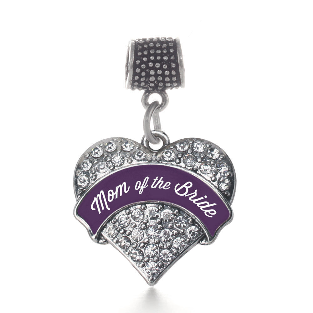 Plum Mom of Bride  Pave Heart Charm