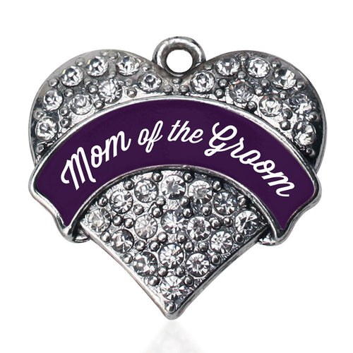 Plum Mom of Groom  Pave Heart Charm