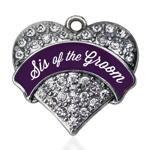 Plum Sis of Groom  Pave Heart Charm