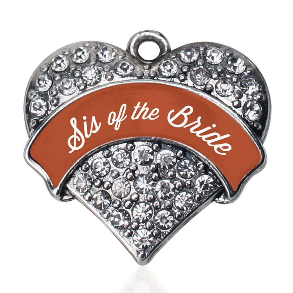 Rust Sis of Bride  Pave Heart Charm