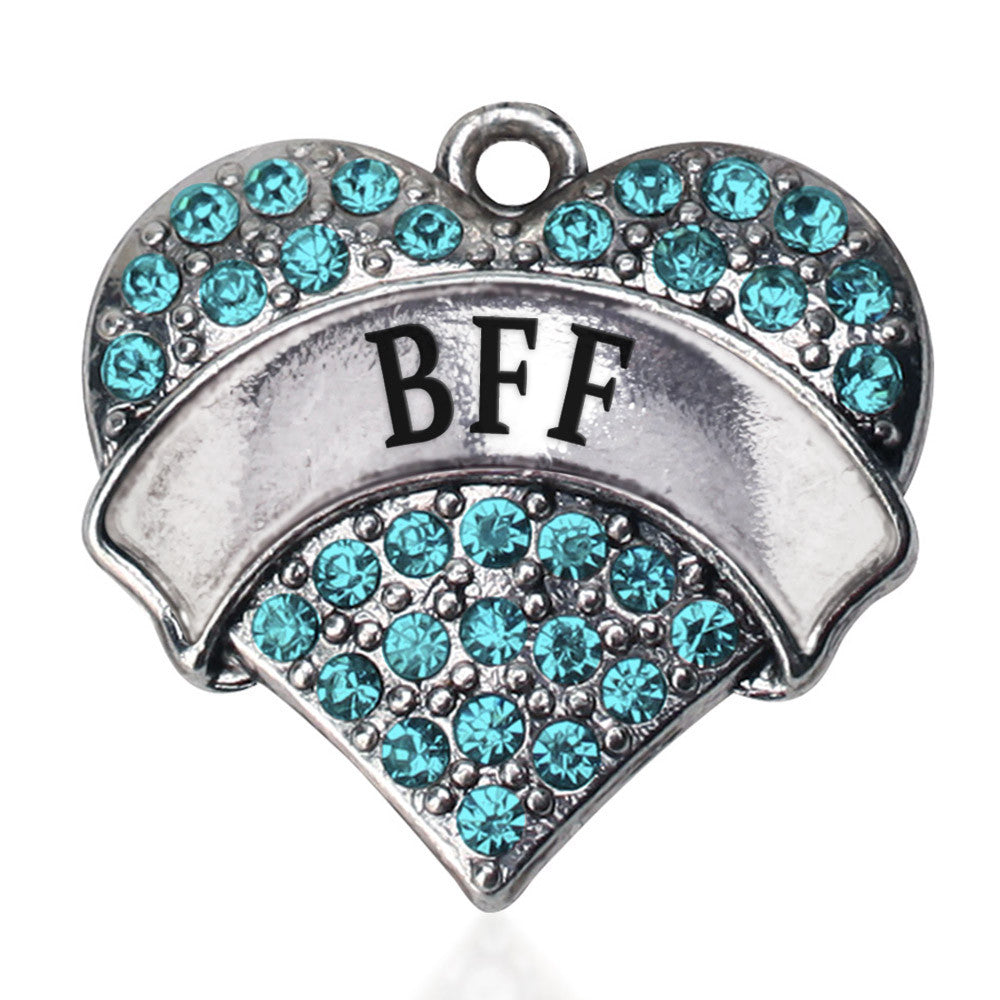 Teal BFF Pave Heart Charm
