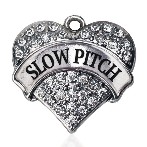 Softball Coach Pave Heart Charm