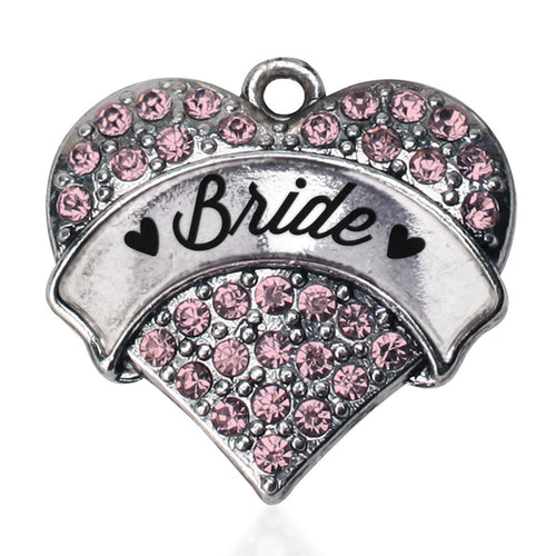 Script Pink Bride  Pave Heart Charm
