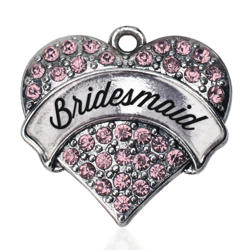 Script Pink Bridesmaid Pave Heart Charm