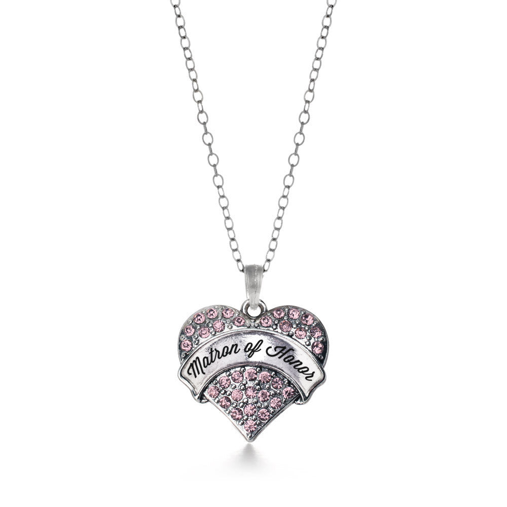 Script Pink Matron of Honor Pave Heart Charm