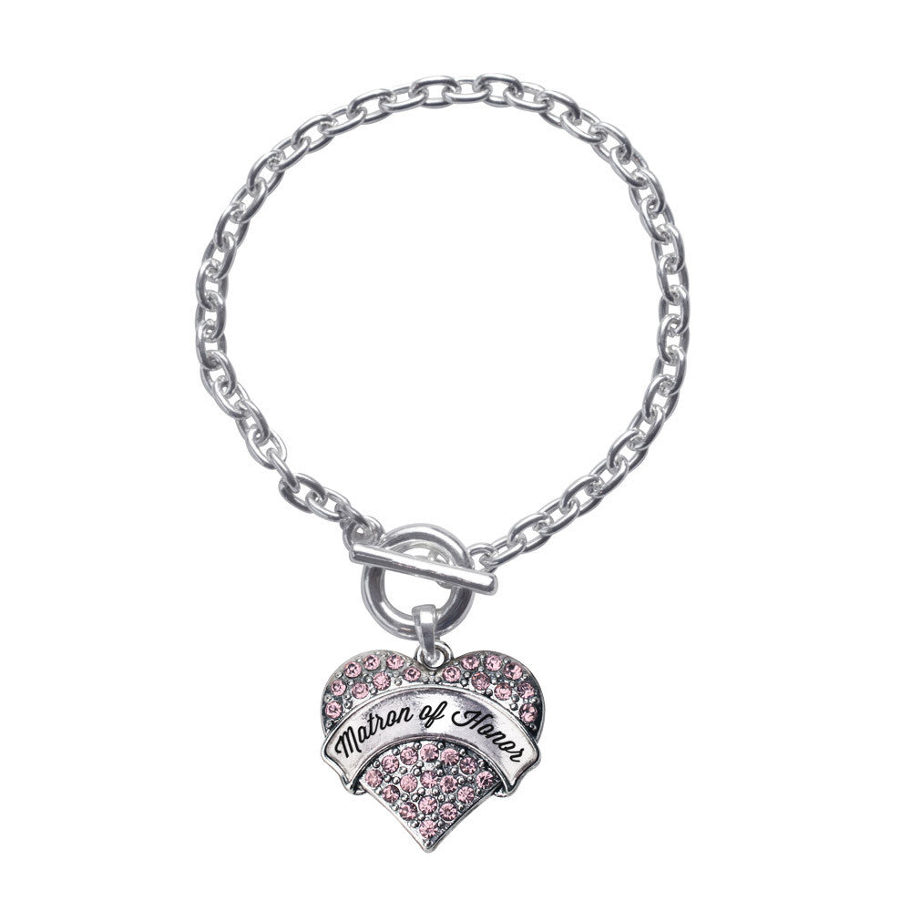 Script Pink Matron of Honor Pave Heart Charm