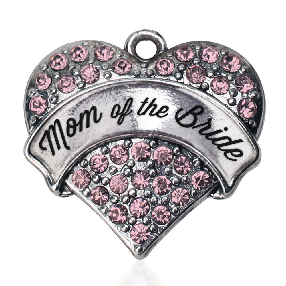 Script Pink Mom of the Bride Pave Heart Charm