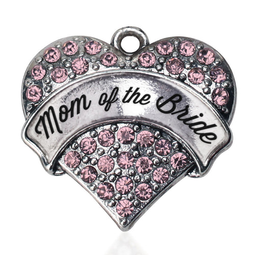 Script Pink Mom of the Bride Pave Heart Charm