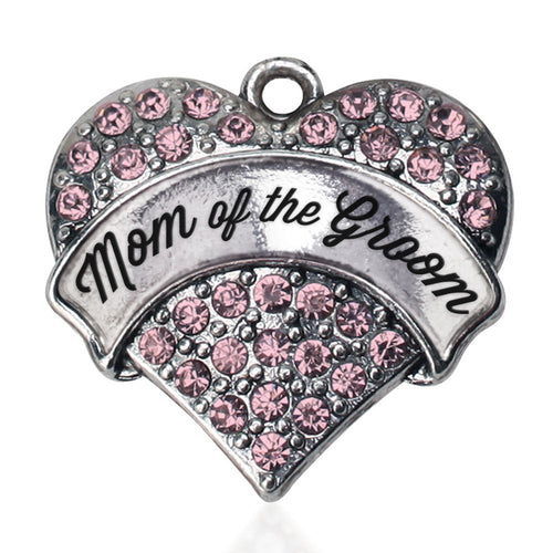 Script Pink Mom of the Groom Pave Heart Charm