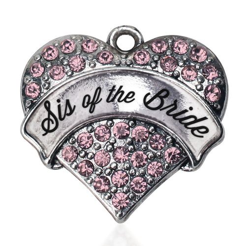 Script Pink Sis of the Bride Pave Heart Charm