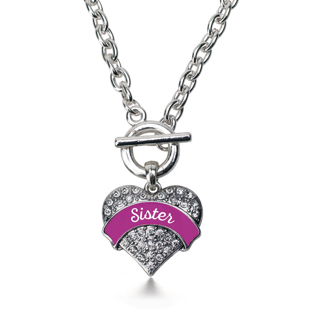 Magenta Sister Pave Heart Charm