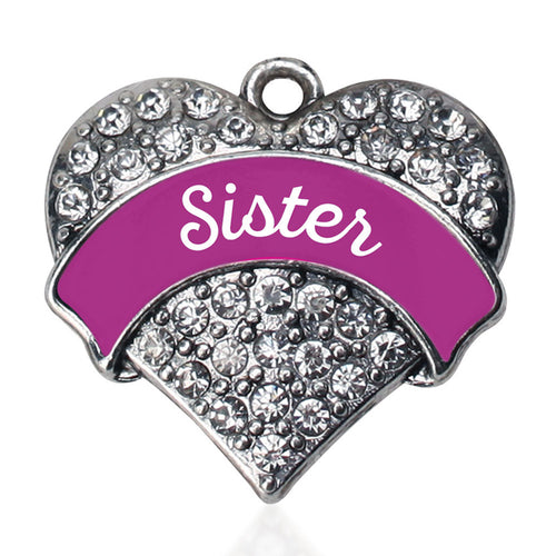 Magenta Sister Pave Heart Charm