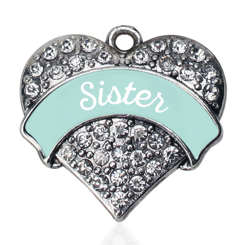 Mint Sister Pave Heart Charm