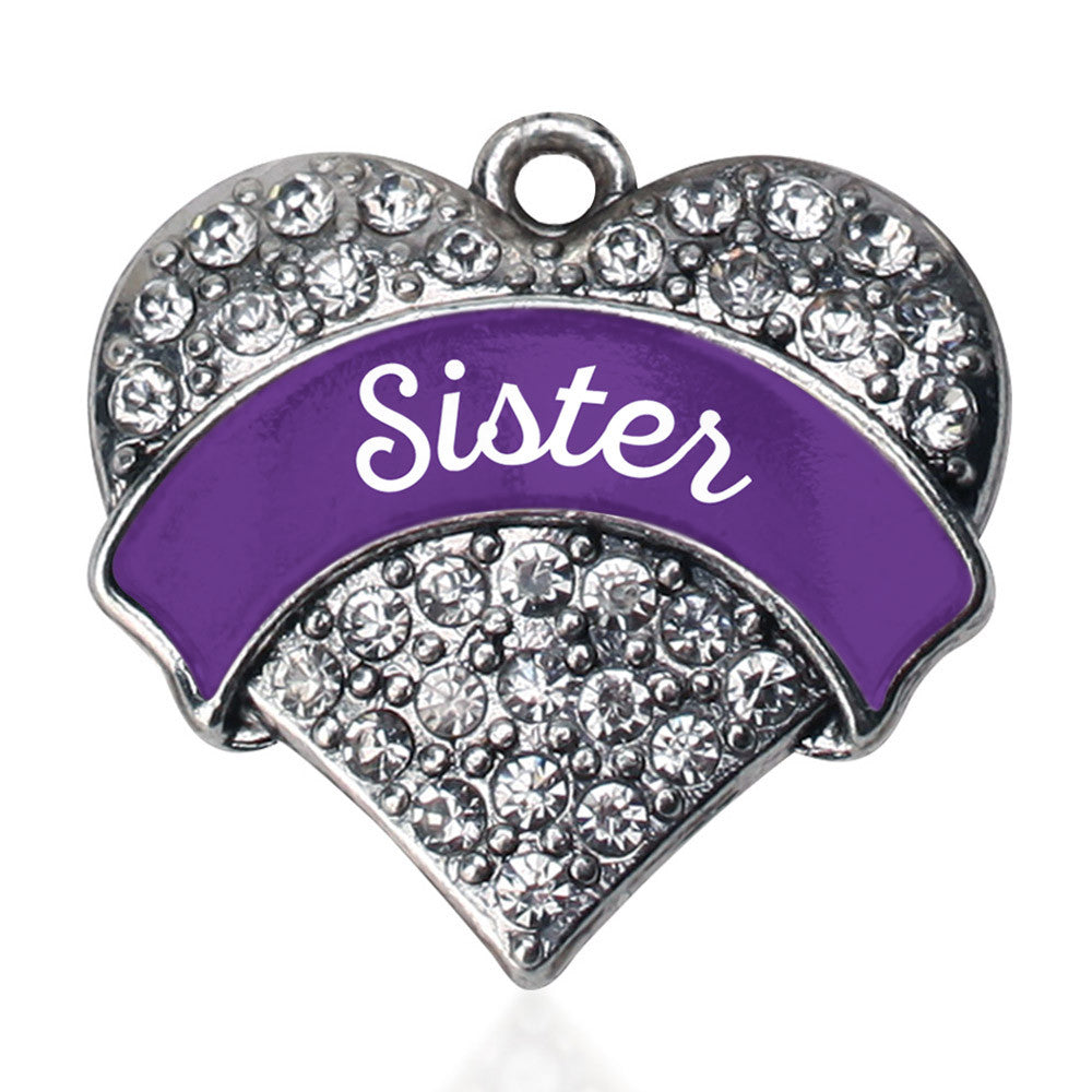 Purple Sister Pave Heart Charm