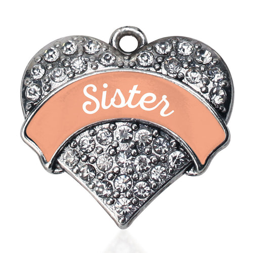 Peach Sister Pave Heart Charm