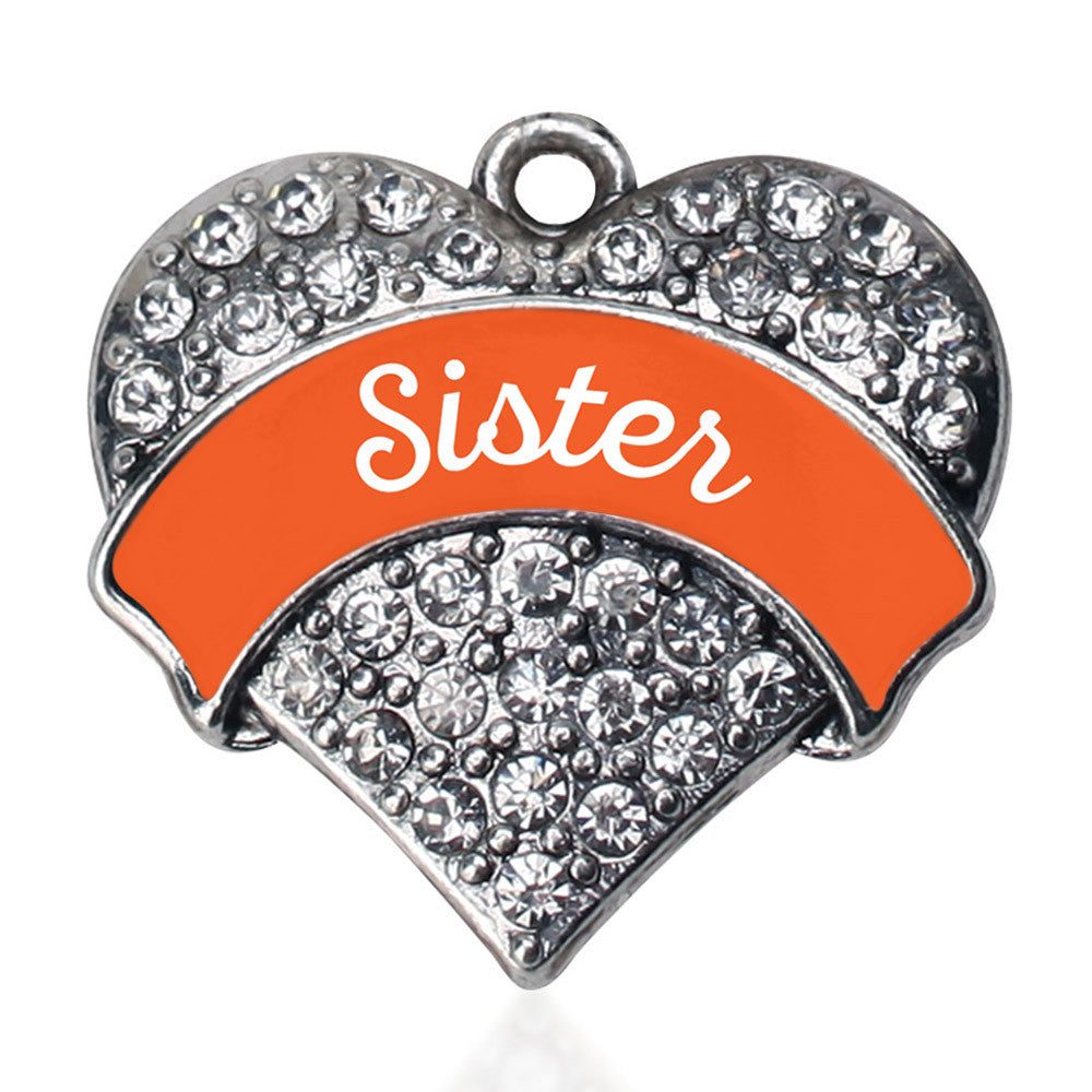 Orange Sister Pave Heart Charm