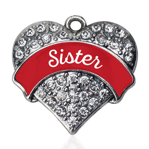 Red Sister Pave Heart Charm