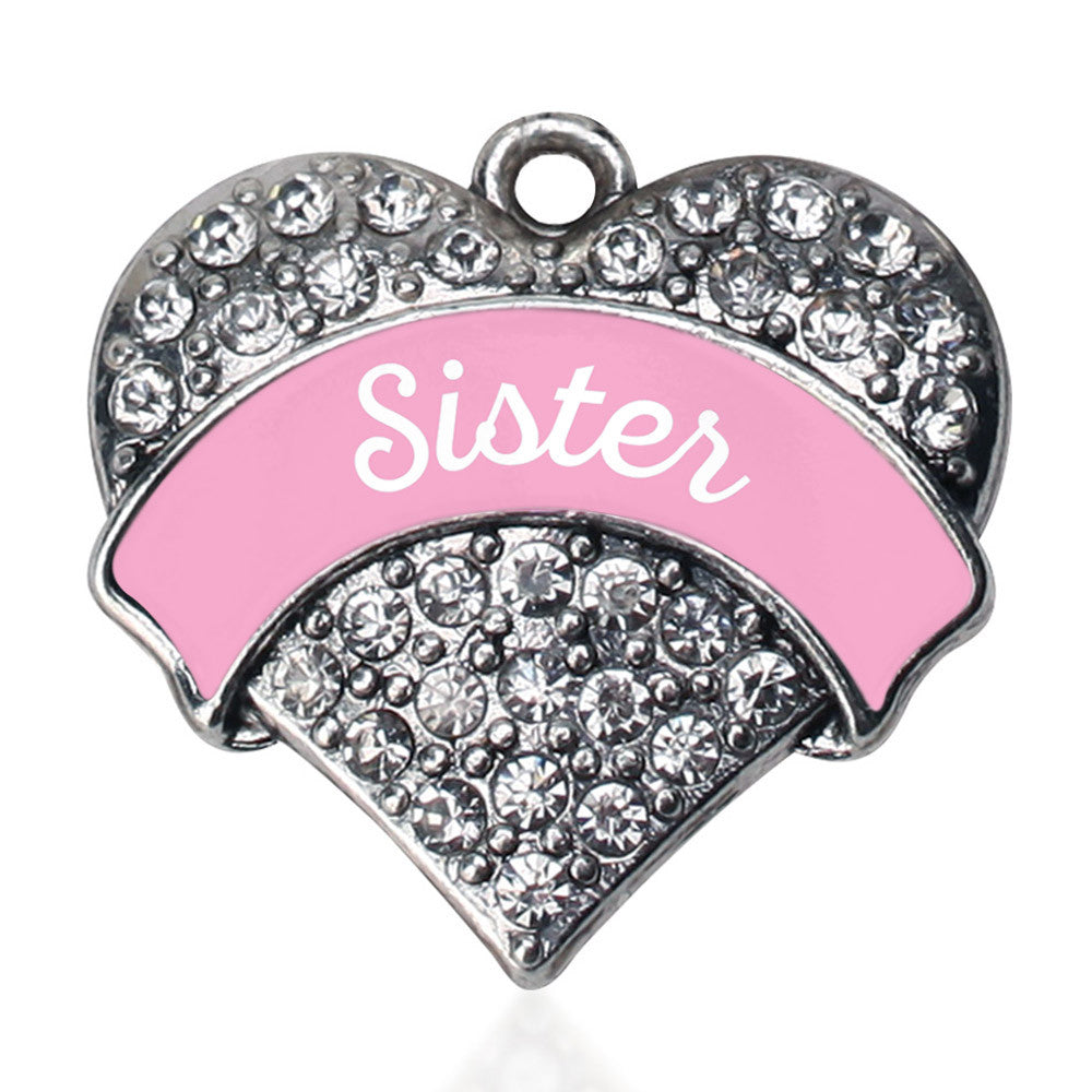 Light Pink Sister Pave Heart Charm
