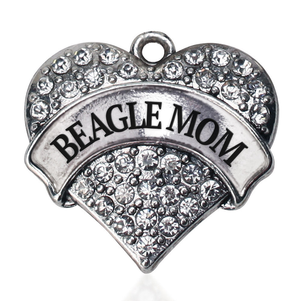 Beagle Mom Pave Heart Charm