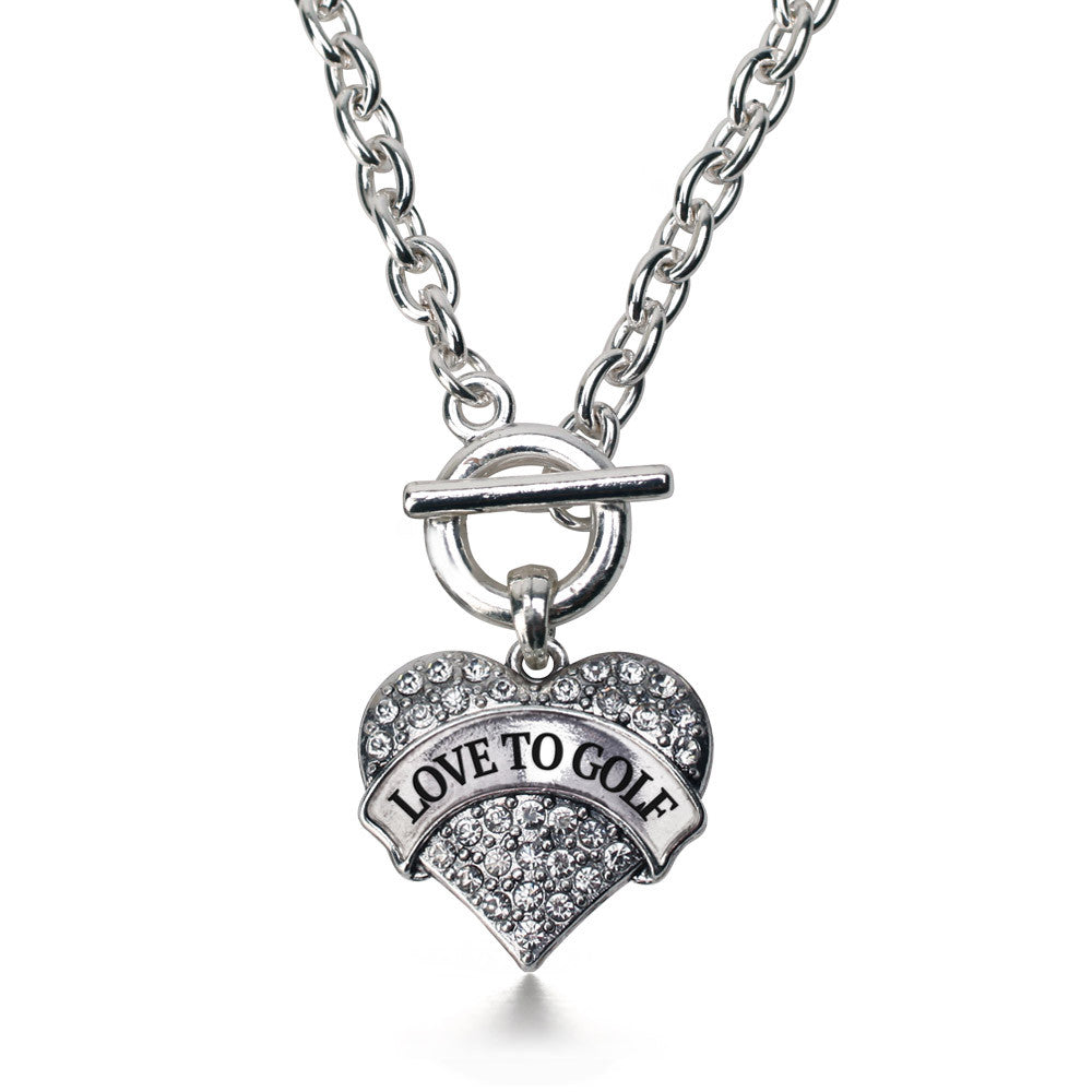 Love to Golf Pave Heart Charm