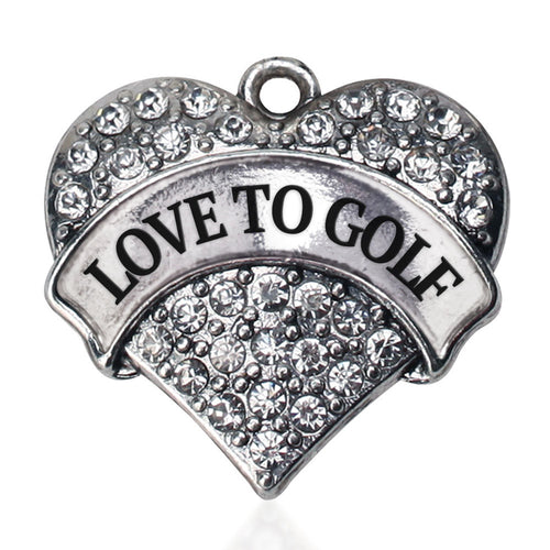 Love to Golf Pave Heart Charm