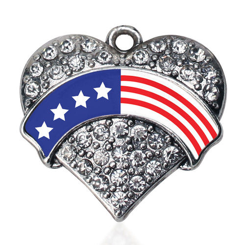 American Flag Pave Heart Charm