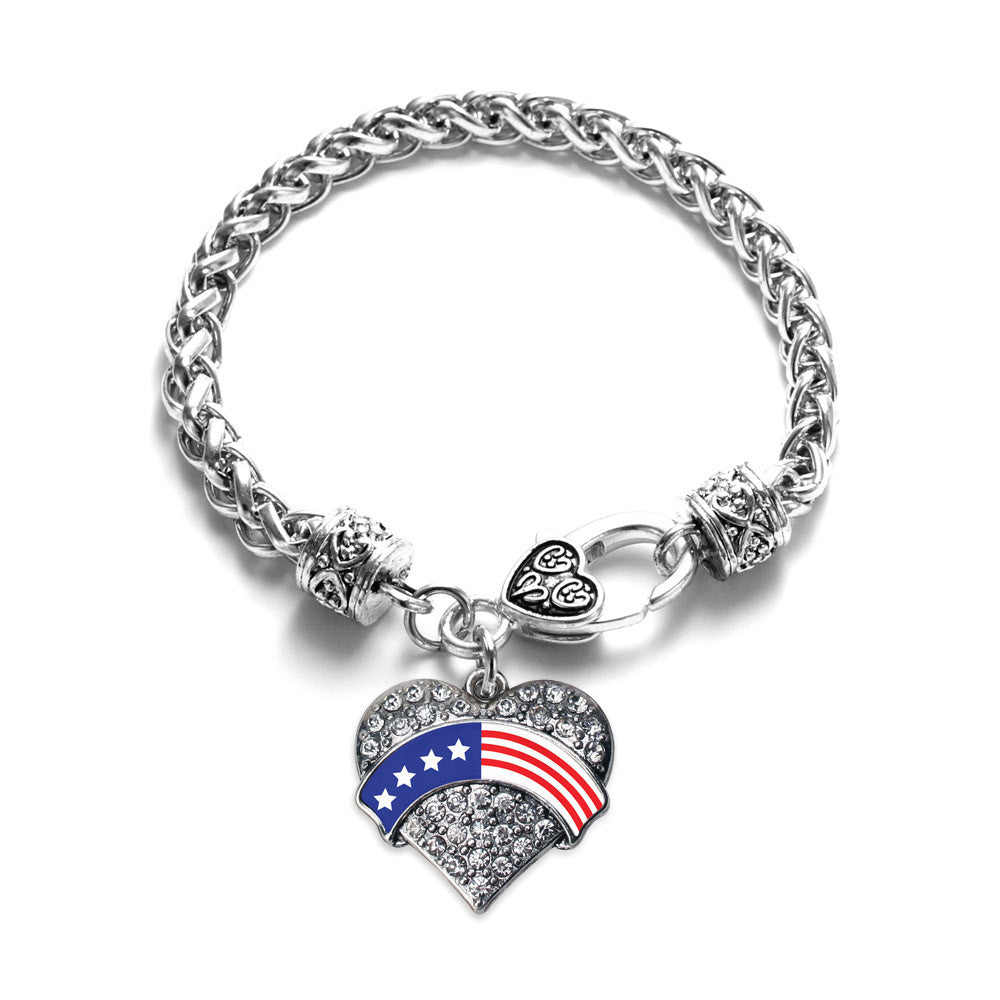American Flag Pave Heart Charm