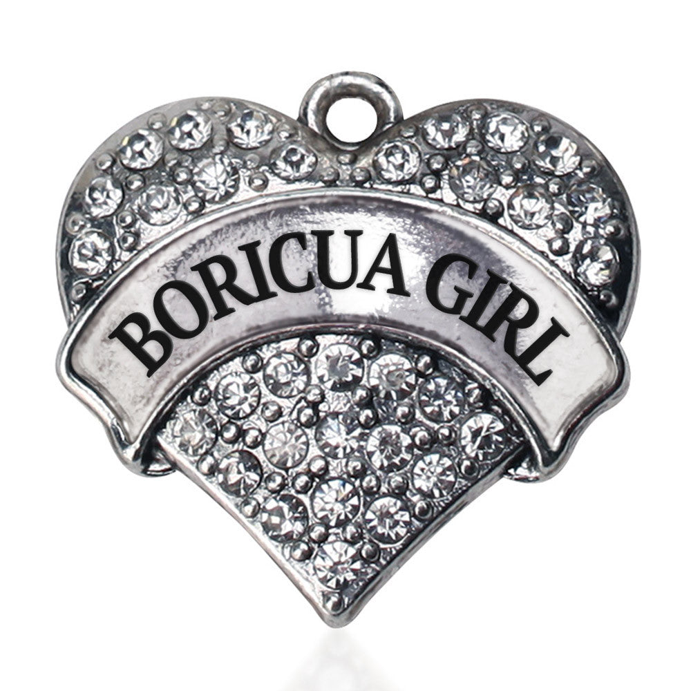 Boricua Girl Pave Heart Charm