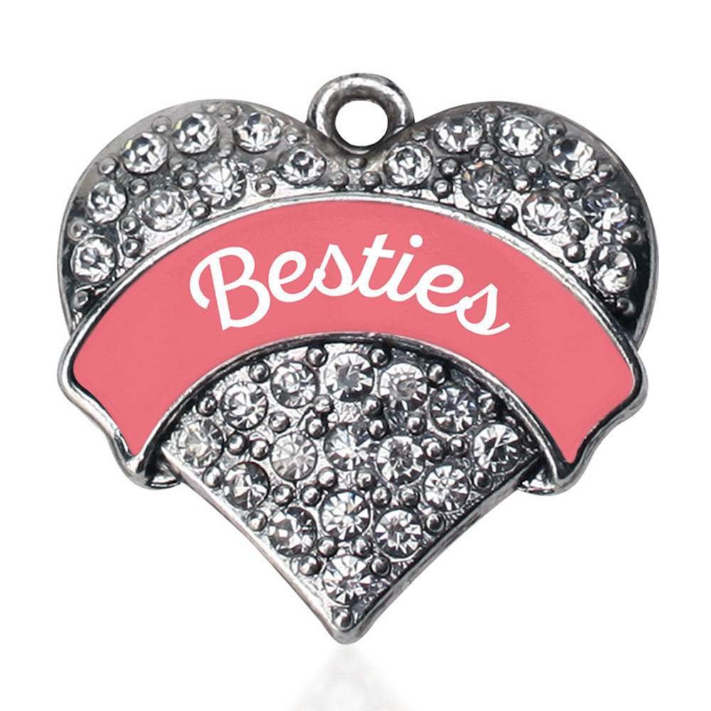 Coral Besties Pave Heart Charm