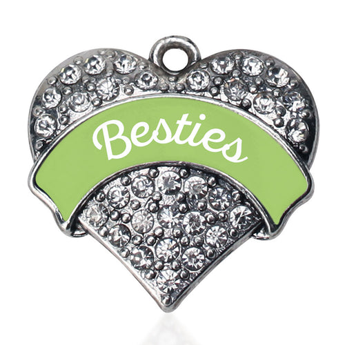 Sage Green Besties Pave Heart Charm