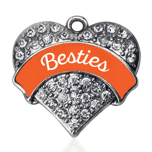 Orange Besties Pave Heart Charm