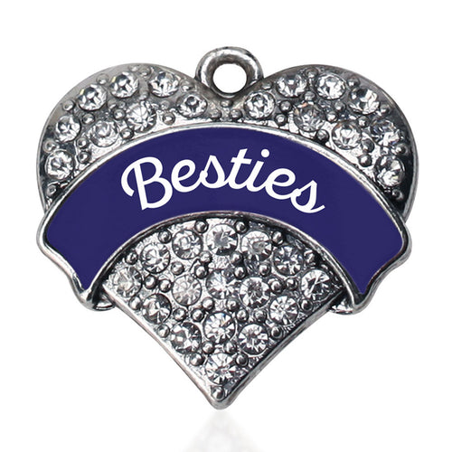 Navy Blue Besties Pave Heart Charm
