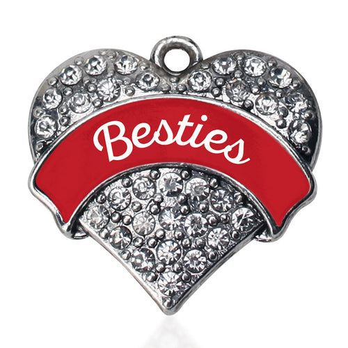 Red Besties Pave Heart Charm