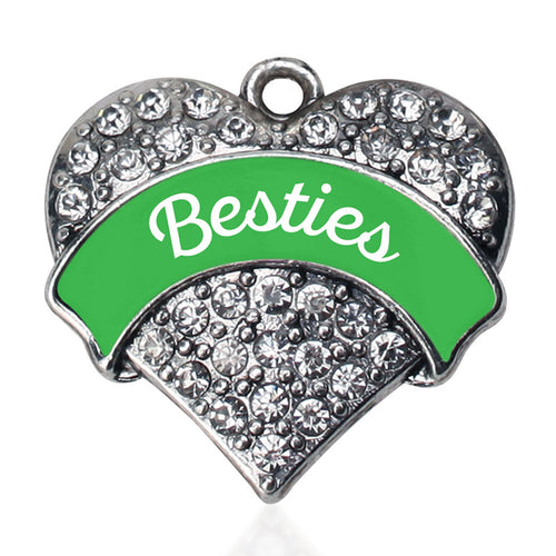 Emerald Green Besties Pave Heart Charm