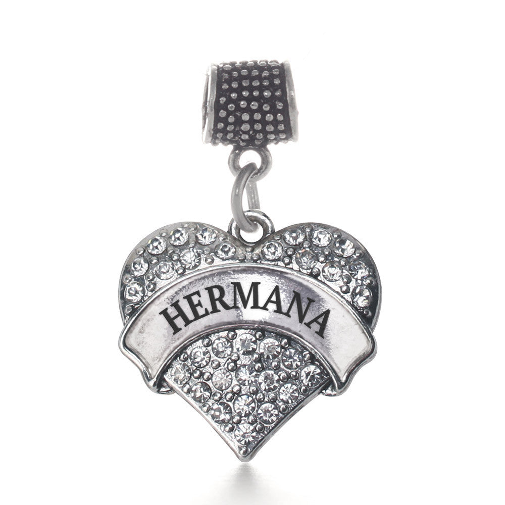 Hermana - Sister in Spanish Pave Heart Charm