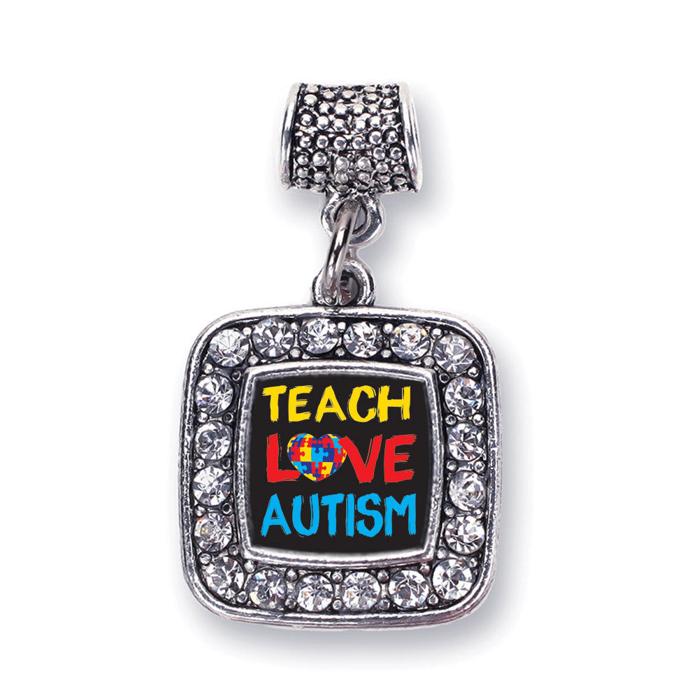Teach Love Autism Awareness Square Charm