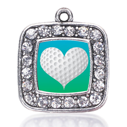 Heart Of A Golfer Square Charm