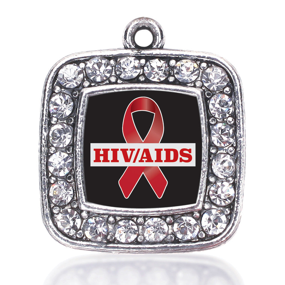 HIV/AIDS Awareness Ribbon Square Charm