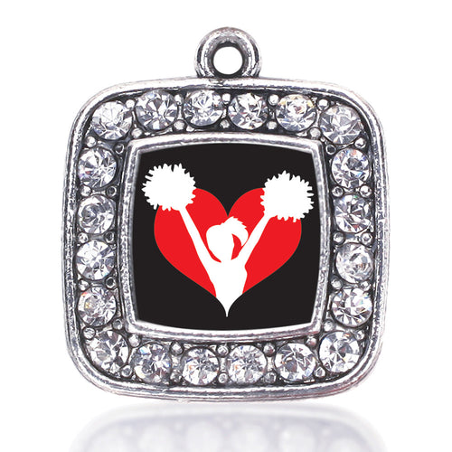 I Heart Cheering Square Charm
