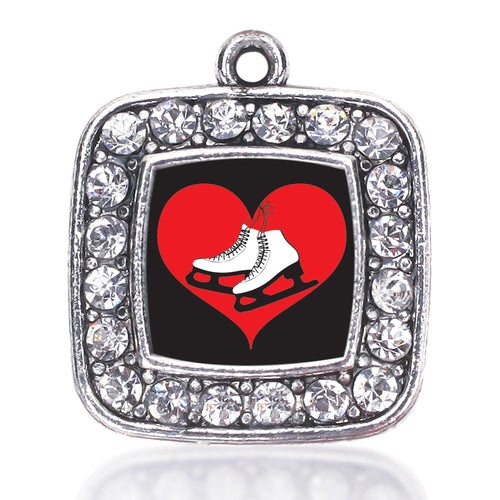 I Heart Ice Skating Square Charm