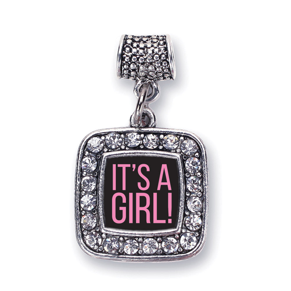 It's A Girl Square Charm