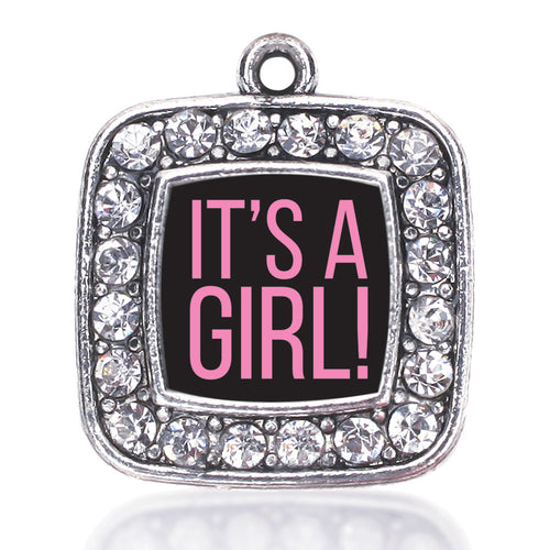 It's A Girl Square Charm